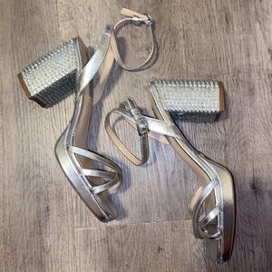 silver rhinestone platform heels